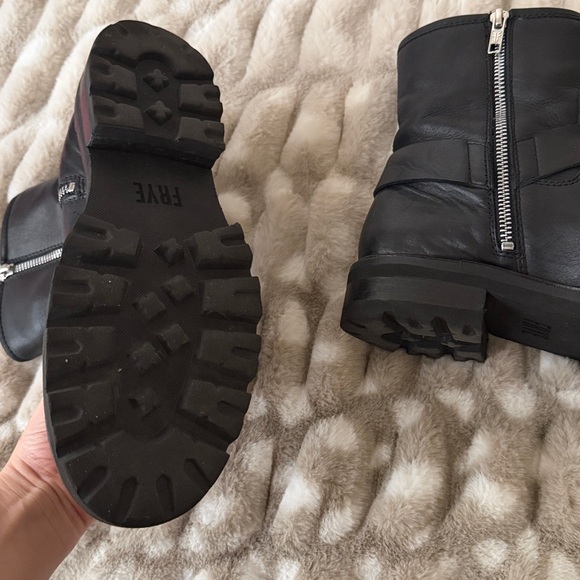 Frye Black Leather Moto Boots - Picture 4 of 9